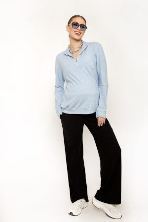 Брюки-палаццо для беременных 0886 вельвет чёрный