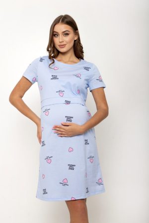 Сорочка для беременных и кормящих 0833 голубой