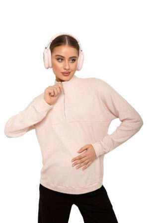 Джемпер для беременных и кормящих 0708 вельвет розовый
