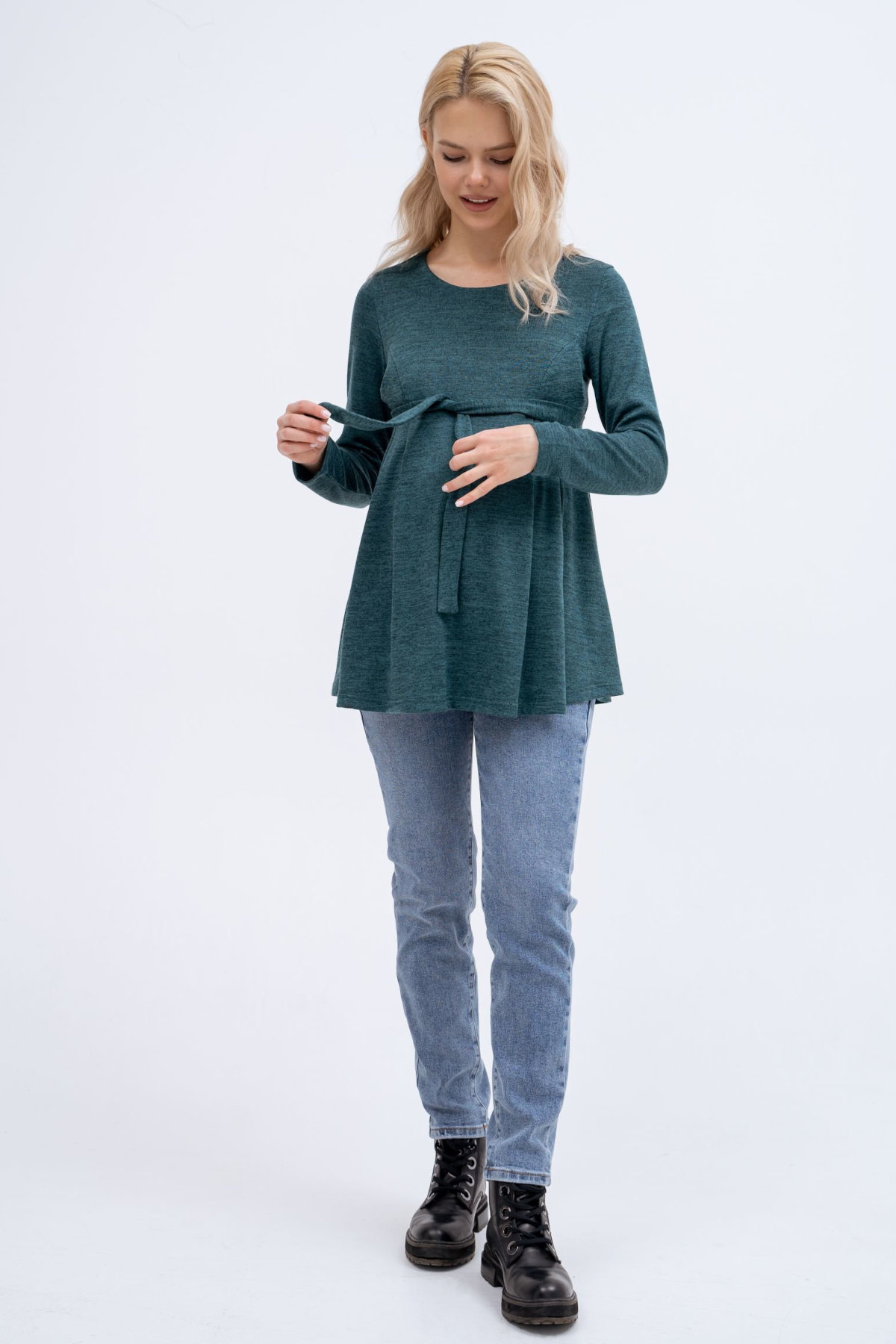 Блузка для беременных и кормящих мм334, изумруд/меланж — изображение 4