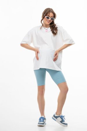 Велосипедки для беременных 0853 хлопок голубой