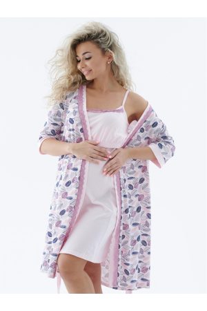 Комплект для беременных и кормящих 8.17, розовый/листья