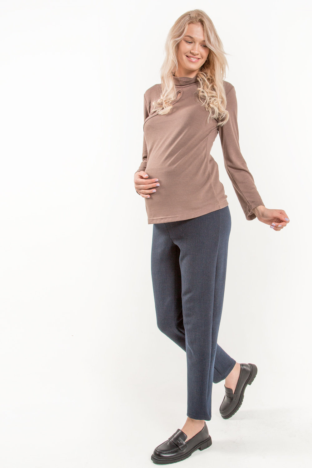 Брюки для беременных ем 3234 твид, синий