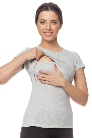 Футболка 200 для кормящих серый меланж