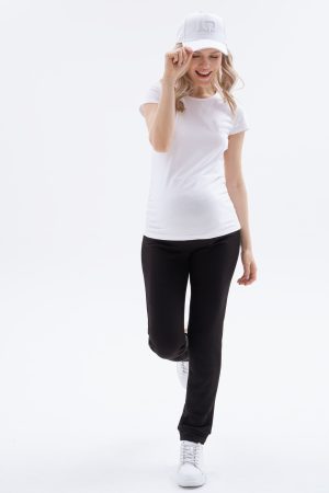 Брюки для беременных мм804 спортивные хлопок-двунитка, чёрный