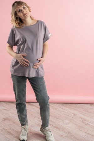Джинсы-бойфренды для беременных YA452#, св.серый