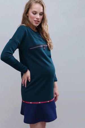 Платье "Фанни" для беременных и кормящих; цвет: бутылочный