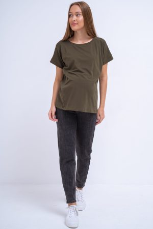 Джинсы-бойфренды для беременных 6198-дм, т.серый