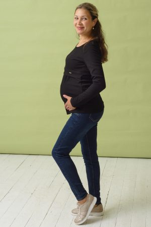 Джинсы-скини для беременных H-509, синий