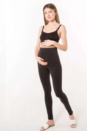 Леггинсы для беременных 3095 высокие из хлопка, чёрный