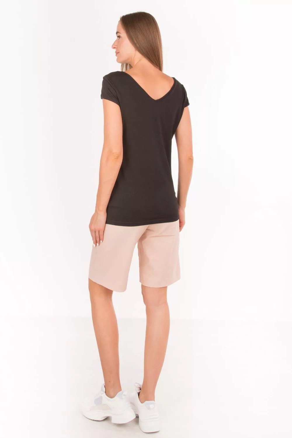 Футболка для беременных и кормящих 8709 с глубоким вырезом черный — изображение 4