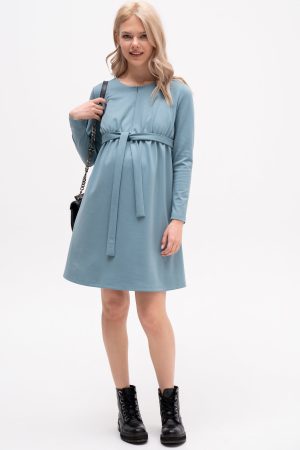 Платье для беременных и кормящих мм539 серо-голубой