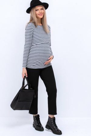 Брюки для беременных мм806 утеплённые на флисе, чёрный