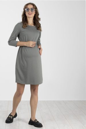 Платье для беременных и кормящих 0842, серо-зелёный
