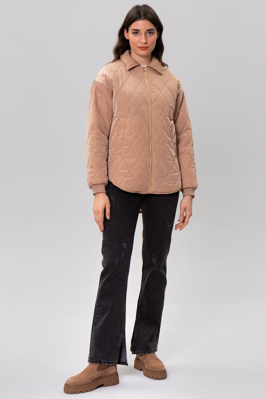 Куртка демис. "Амели" для бременных; цвет: бежевый