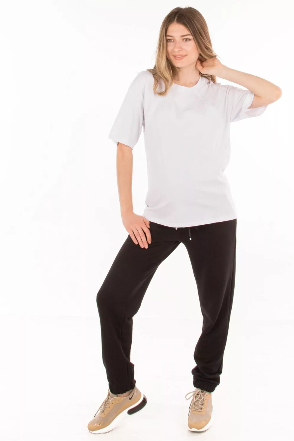 Футболка для беременных и кормящих 8716 оверсайз белый — изображение 3