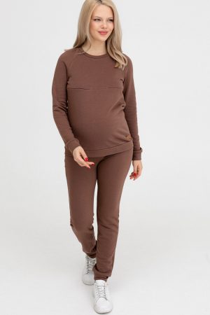 Костюм для беременных и кормящих мм919 тринитка, кофе