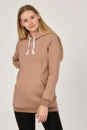 Джемпер для беременных и кормящих B7344 футер-начёс кофе