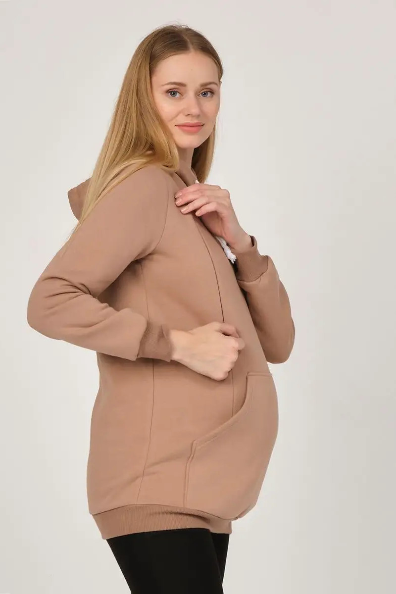 Джемпер для беременных и кормящих B7344 футер-начёс кофе — изображение 5
