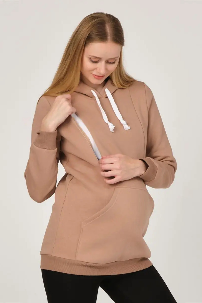 Джемпер для беременных и кормящих B7344 футер-начёс кофе — изображение 4