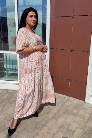 Платье для беременных C231153 зебра хлопок, терракотовый