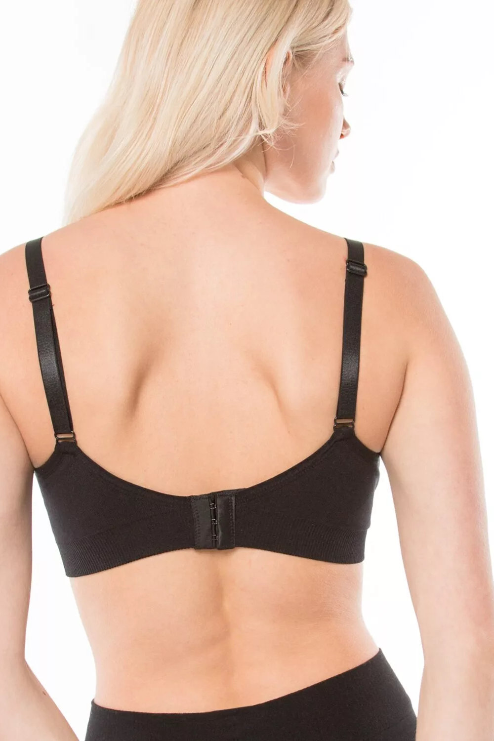 Бюстгальтер для беременных и кормящих микрофибра бесшовный с чашками чёрный — изображение 3