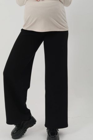 Брюки для беременных VL069-мех трикотаж, чёрный