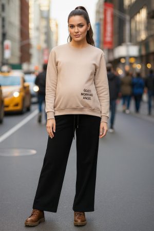 Брюки для беременных VL069-мех кашемир, чёрный