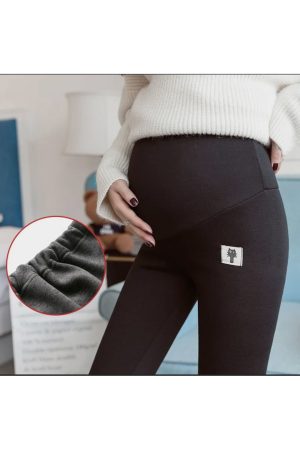 Леггинсы для беременных 0902-мех кашемир чёрный