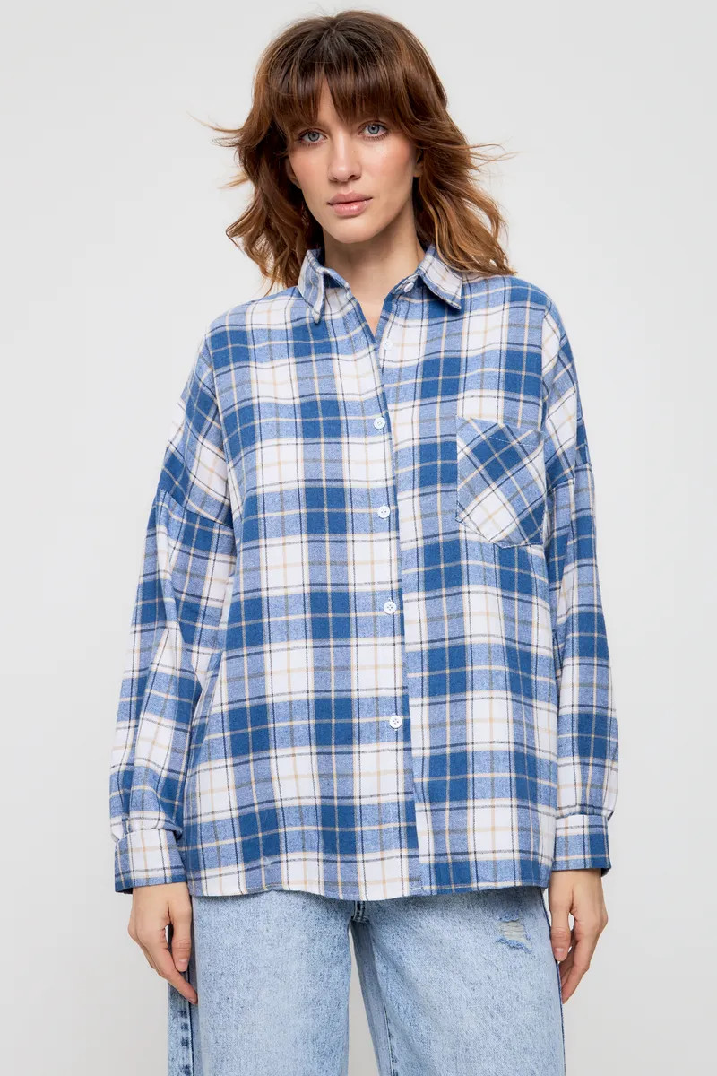 Рубашка для беременных кормящих 6874 фланель клетка