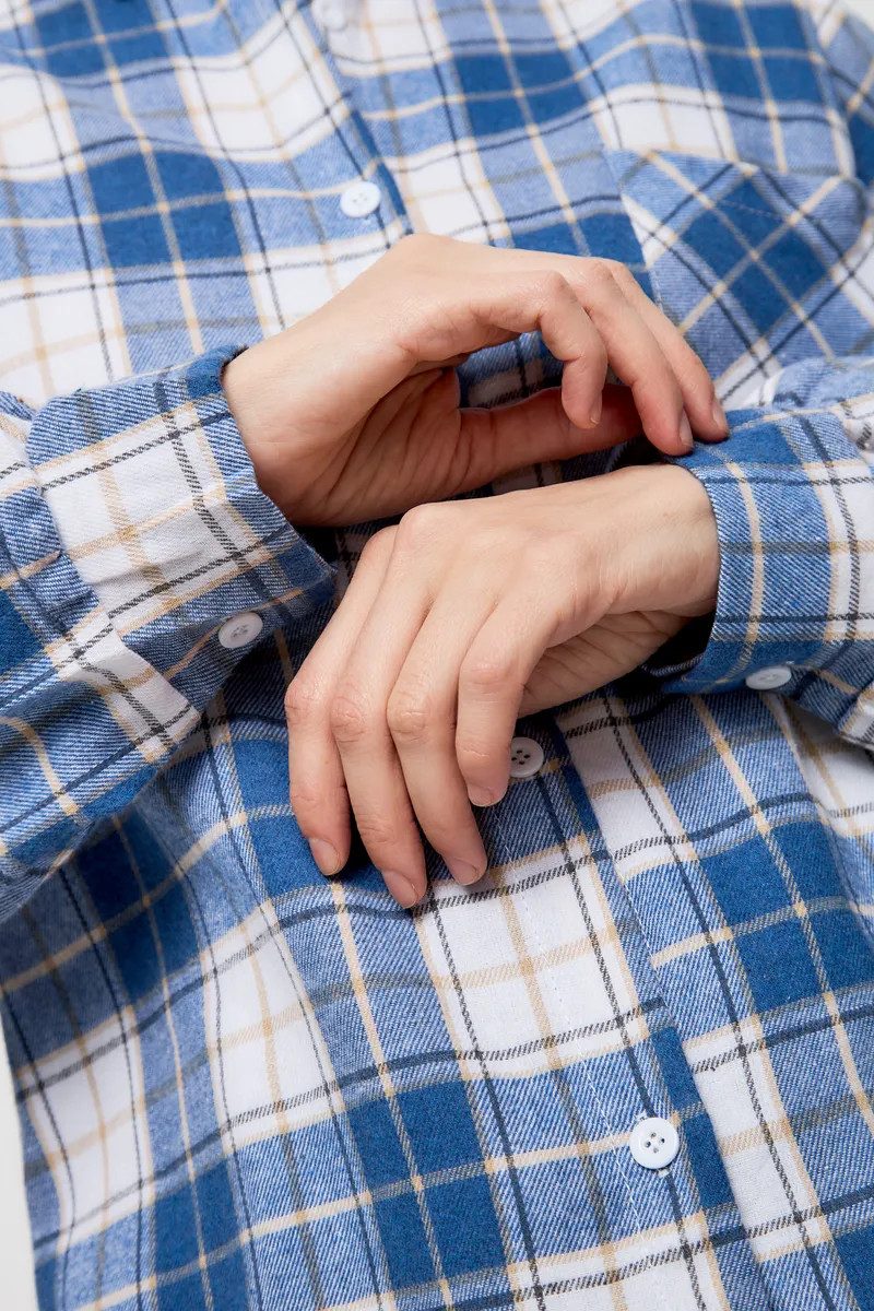 Рубашка для беременных кормящих 6874 фланель клетка — изображение 4