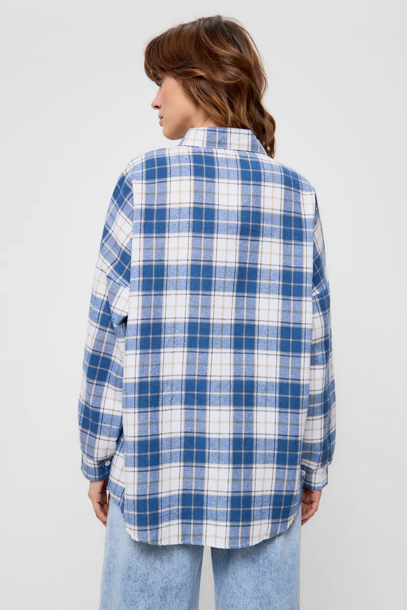 Рубашка для беременных кормящих 6874 фланель клетка — изображение 3