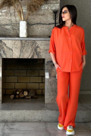 Костюм для беременных и кормящих ст925 лен жатка, оранж
