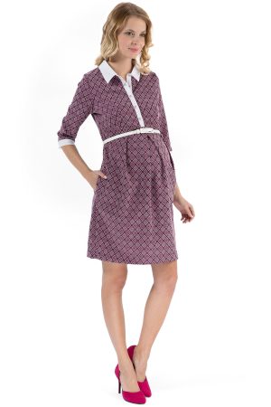 Платье "Полина" фиолетовое с ромбами для беременных и кормящих