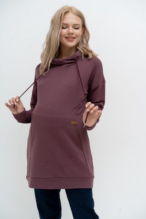 Джемпер для беременных и кормящих мм602 футер-тринитка лиловый