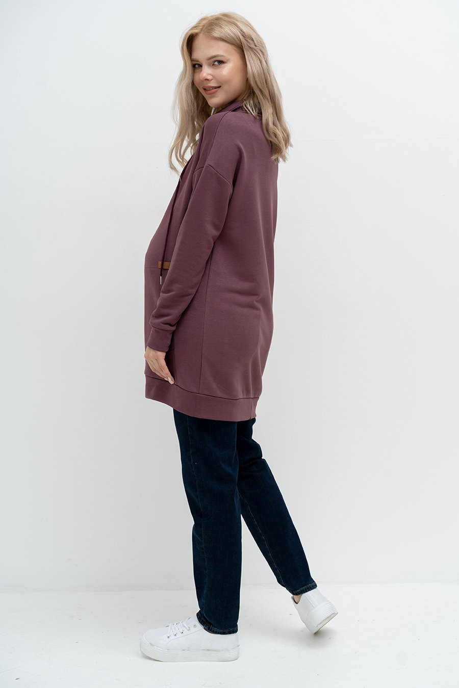 Джемпер для беременных и кормящих мм602 футер-тринитка лиловый — изображение 4