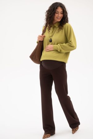 Брюки для беременных мм814/1 палаццо джерси, шоколад