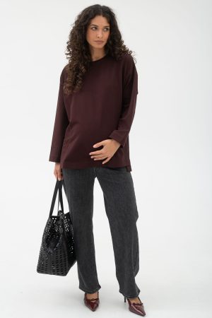 Джинсы-палаццо для беременных 1236#, т.серый