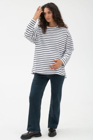 Джинсы-палаццо для беременных 2504#, т.синий