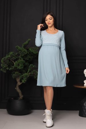 Платье для беременных и кормящих ст5045 трикотражное в рубчик тиффани