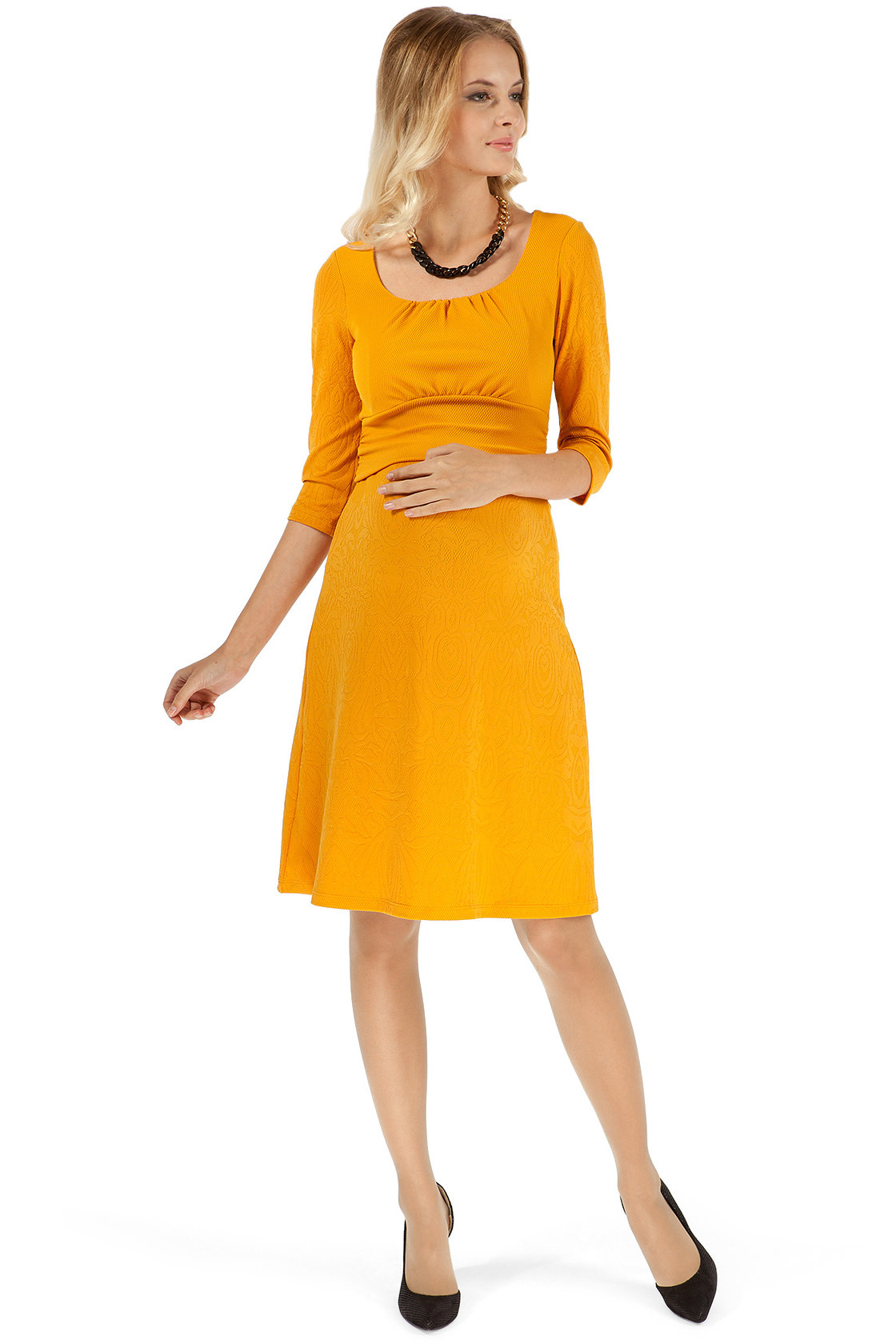 Платье ПД02 горчица для беременных и кормящих