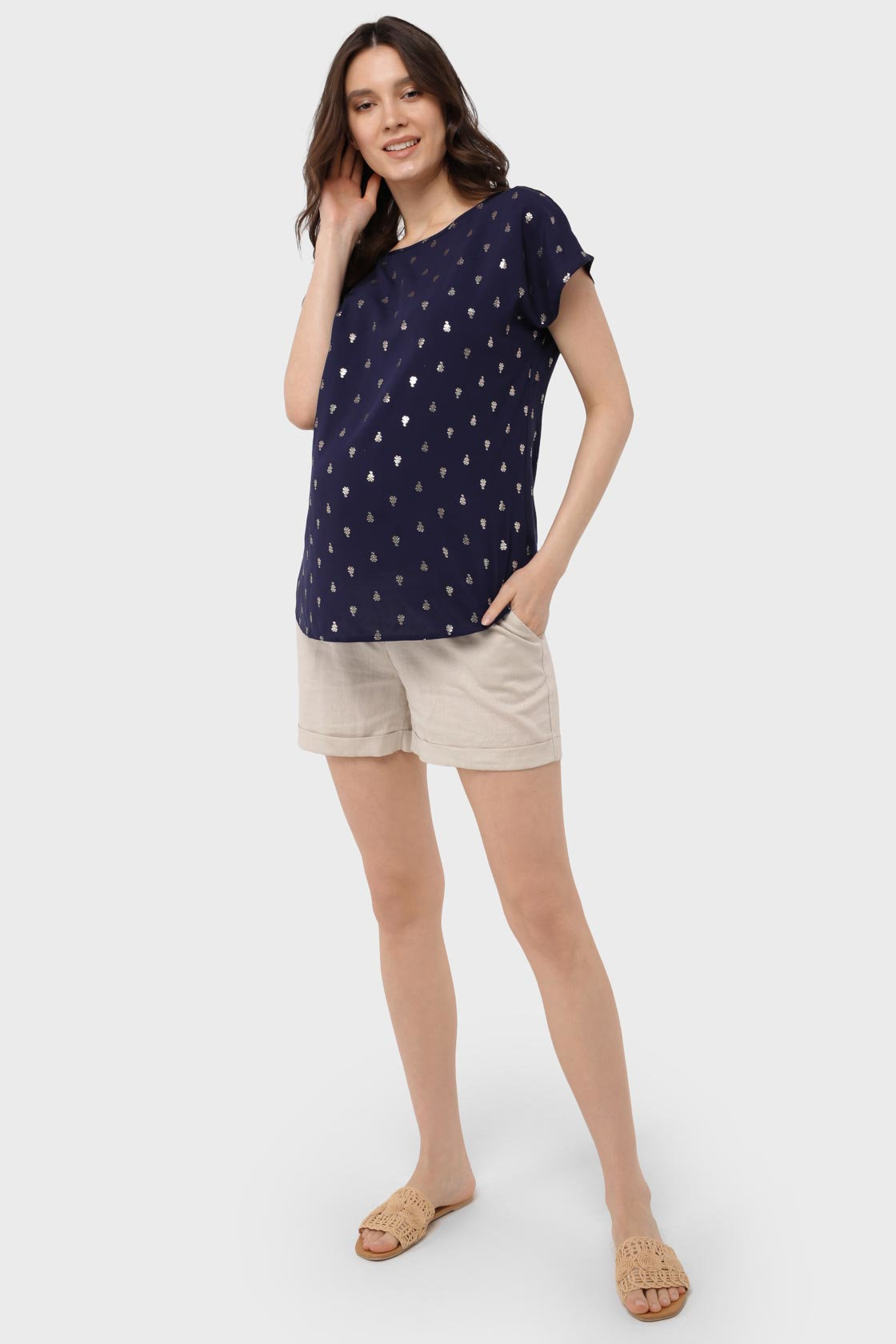 Блузка "Лиза" для беременных; цвет: синий