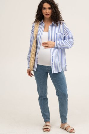 Джинсы-бойфренды для беременных 6154-дж, св.деним