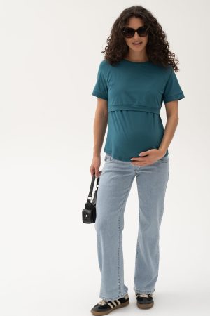 Джинсы-палаццо для беременных YA439-дж, св.голубой