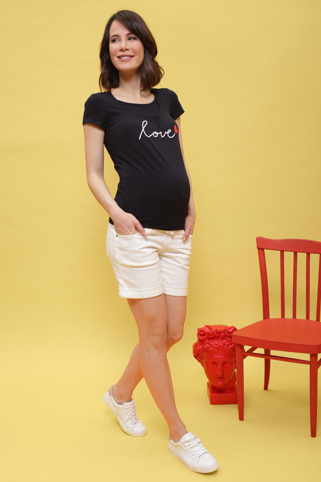 Футболка "Агна" для беременных и кормящих; цвет: синий