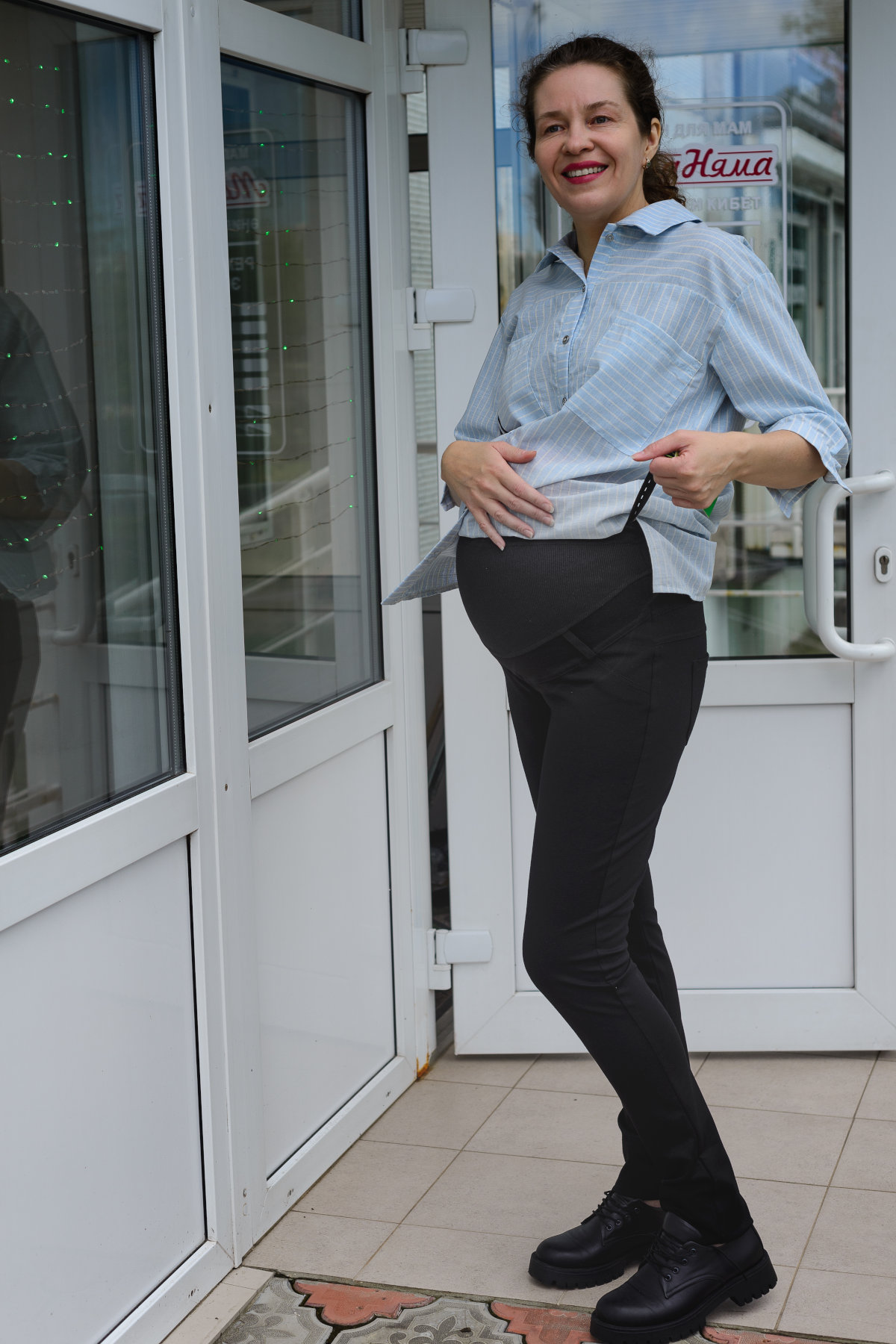 Брюки для беременных ст803-хл лёгкие трикотажные, чёрный — изображение 5