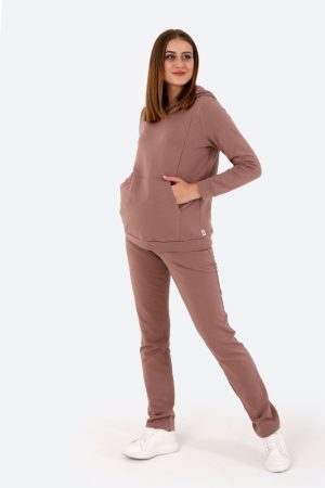 Костюм для беременных и кормящих 0817 на флисе, кофейный
