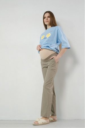 Брюки для беременных арт. 515 «Black Line» лён, бежевый