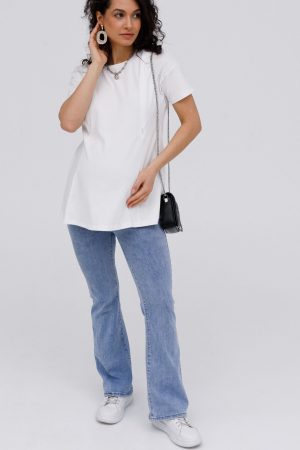 Джинсы-клёш для беременных YA382-1, св.деним