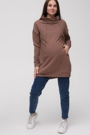 Джемпер для беременных и кормящих мм602 футер-тринитка кофе